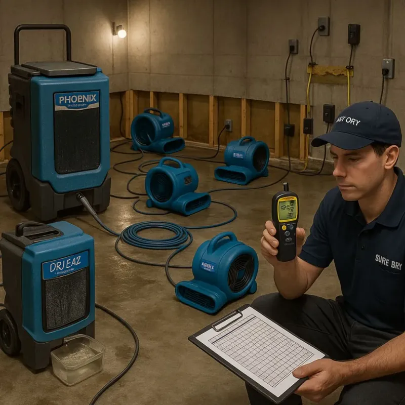 Structural Drying and Dehumidification process in Levittown, PA